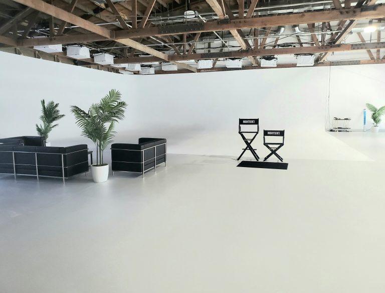White epoxy floor in photo studio 